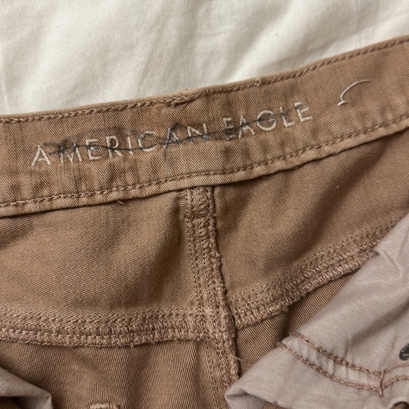 American eagle outfitters high waisted washed out brown / tan distressed shorts - Picture 2 of 3